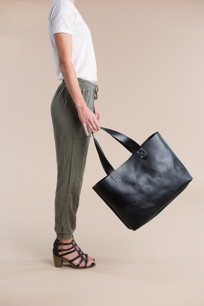 Large Tote — Black Camel